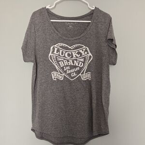 Lucky Brand Charcoal Tee with White Logo
